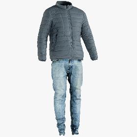 3D Men's Down Jacket with Jeans model